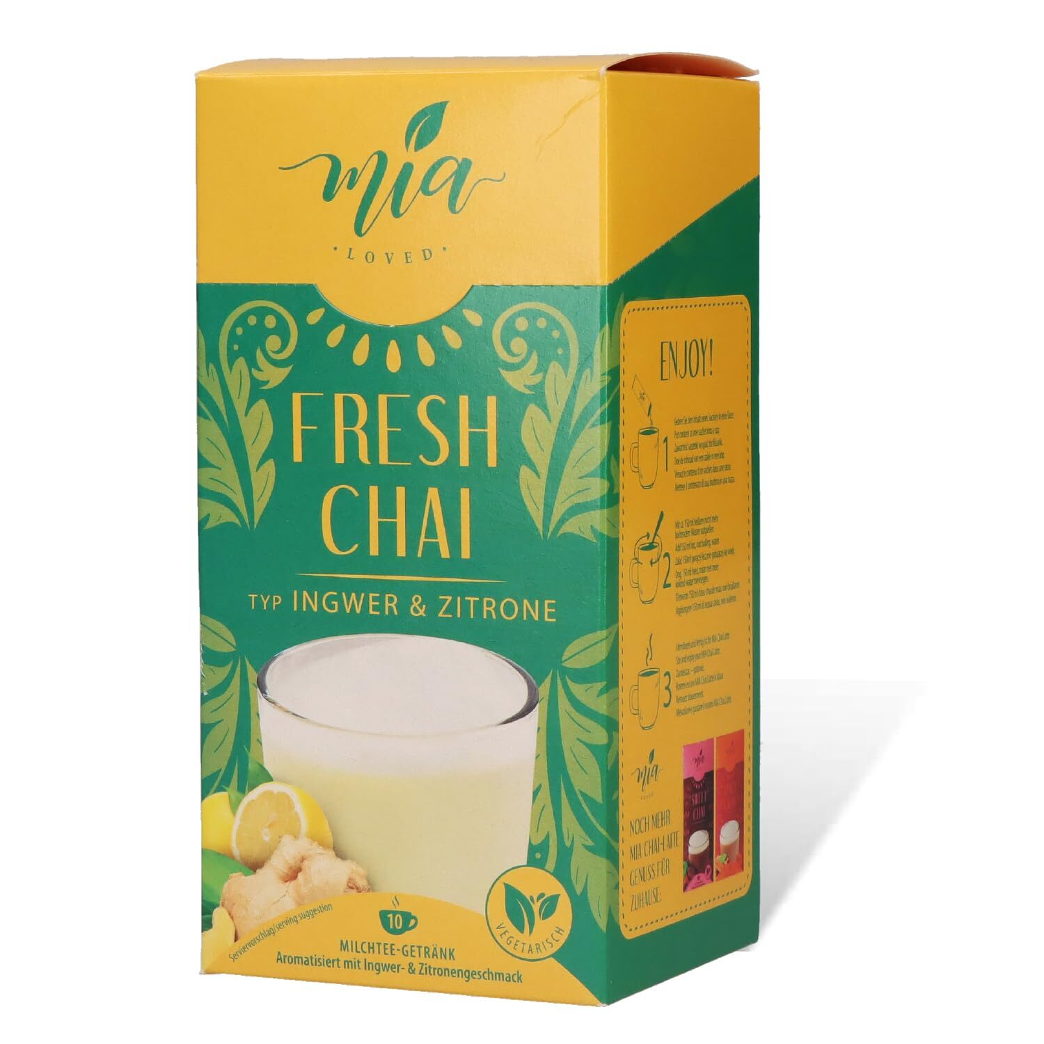 MIA Fresh Chai Ingwer & Zitrone Instant Milchtee Getränk (10 Sticks x 25g)