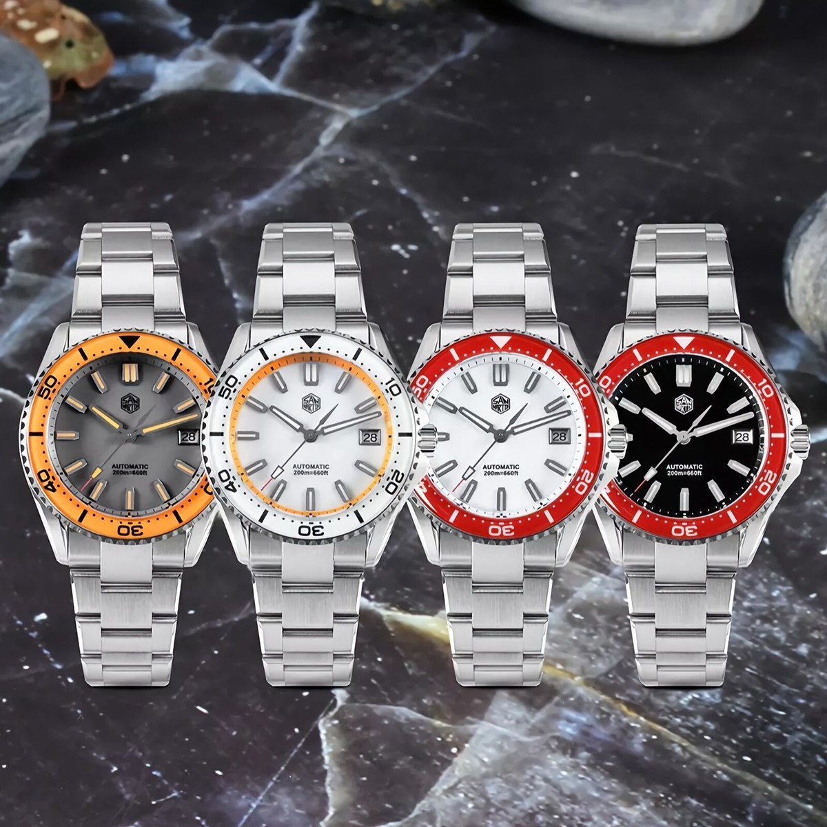 SAN MARTIN SN0129-G-D Automatic Enamel Dial Date Display 39mm 200M