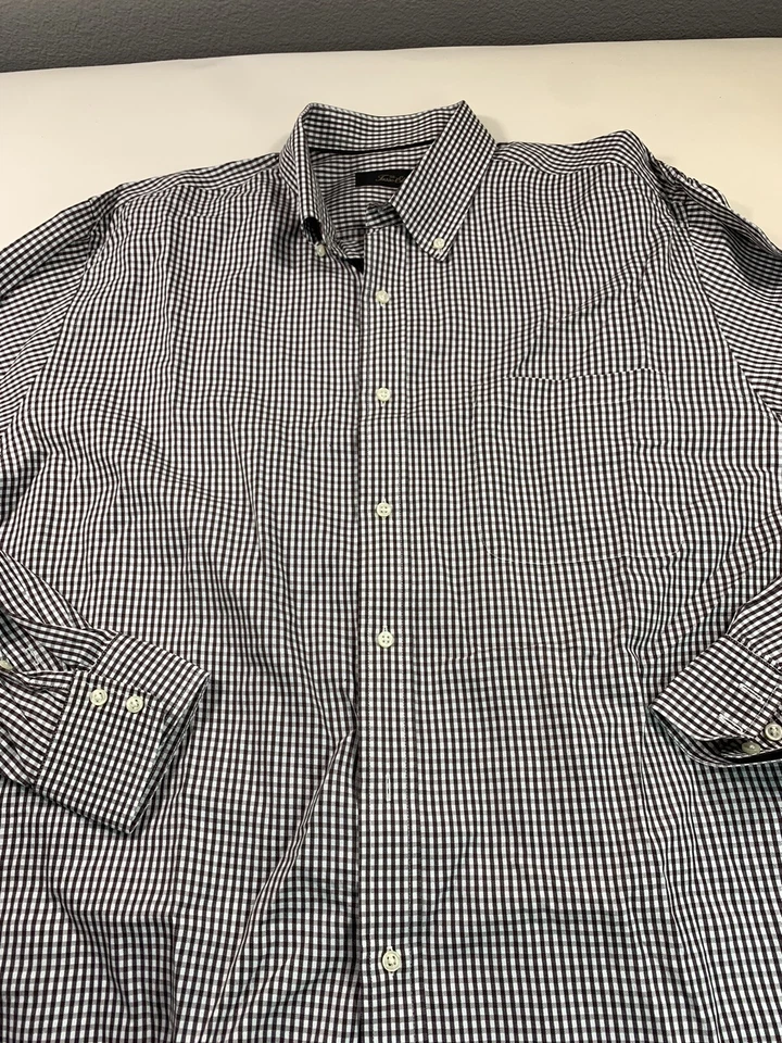 Tasso Elba Shirt Mens XL Check Long Sleeve Pocket Button Up Brown - Image 2 of 4