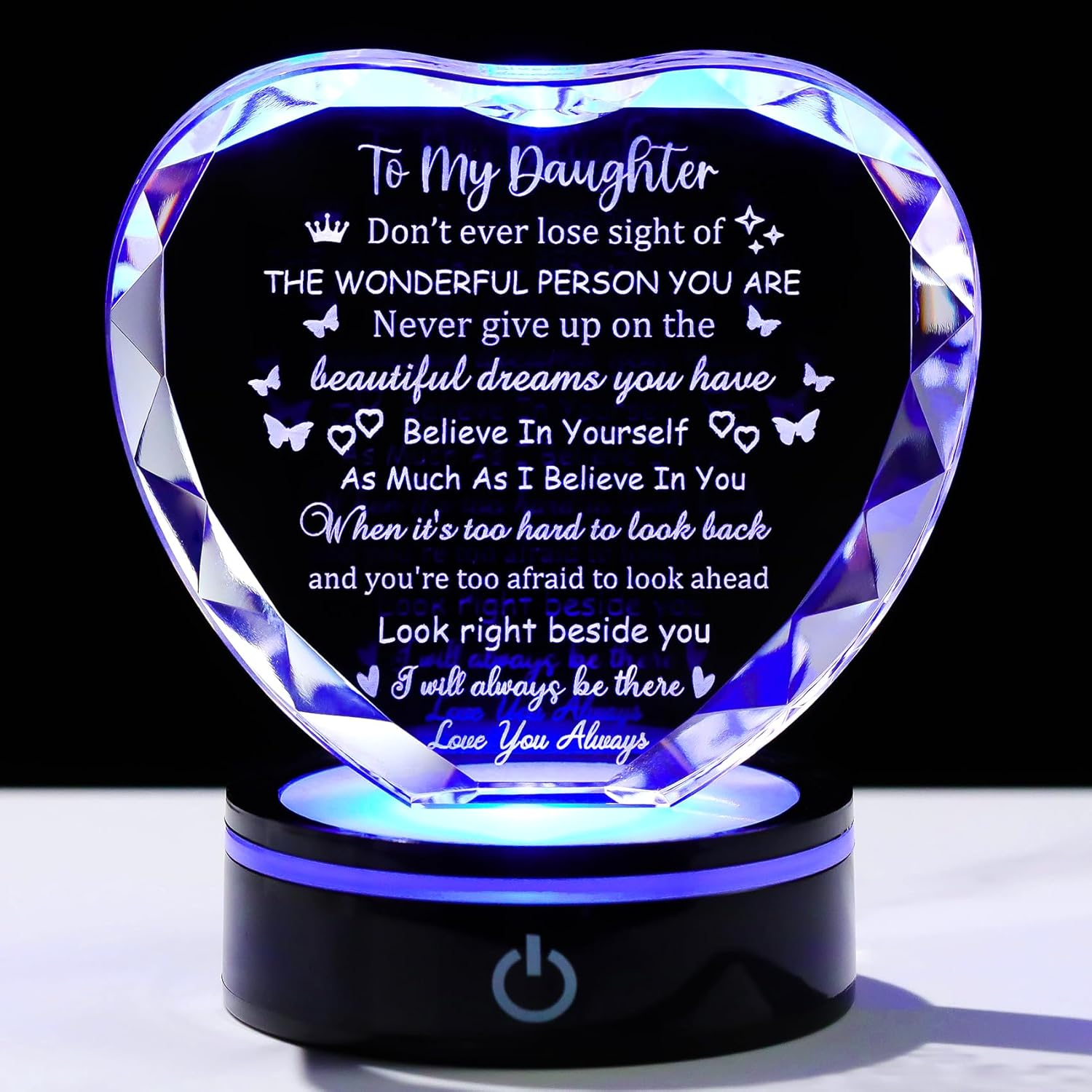 Daughter Gifts from Mom Dad Crystal with Light Base Grown Adult Daughter Birthda