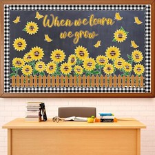 Sunflower Bulletin Board Decoration Set Summer Sun Flower Cutouts with Motiva...
