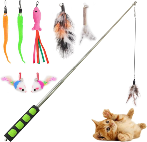 Cat Fishing Pole for Indoor Cats,Interactive Cat Toys with Colorful Feather and - Picture 11 of 12
