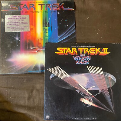 STAR TREK Motion Picture & Wrath of Khan Soundtrack LPs 1979/82 1st Press - EX!