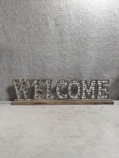 Rustic Welcome Sign Wooden  Tin Handmade Sign Metal Art 4  X 15  