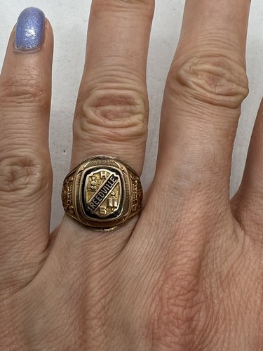 Antique Virginia 1929 Reedville High School class ring 10k yellow gold enamel 8g - Picture 2 of 10