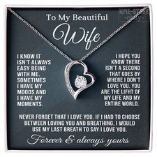 Necklace for Wife from Husband Forever Heart pendant Valentine Jewelry My Life