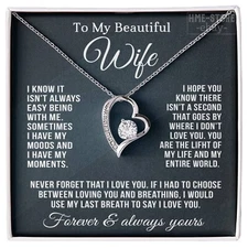 Forever Heart Necklace Gifts for Wife from Husband To Wife Anniversary Valentine