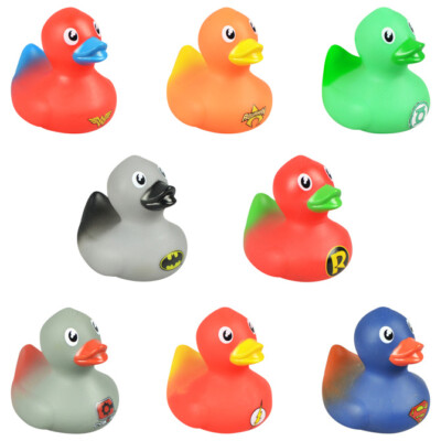 COMPLETE SET OF 8- 2 INCH RUBBER DUCKS DC COMICS DUCK- DUCK