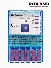REDLAND Endodontic Root Canal K-file 21mm Size 10 (6 per pack)