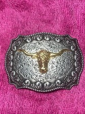 Belt Buckle Club Retro Zinc Alloy Flat Western Flower Metal Bull Head Jeans Gift