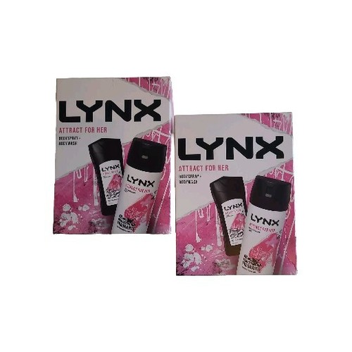 2 x Lynx Attract for Her Body Wash & Body Spray 2Pcs Gift Set for Her