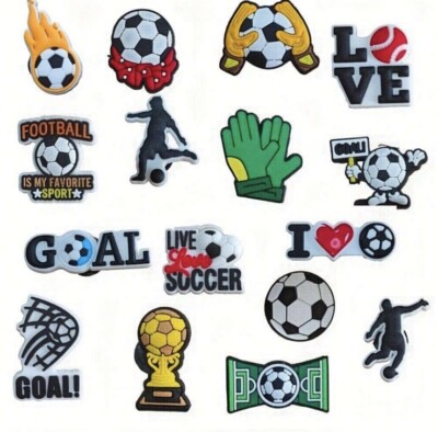 16pcs Football Sports Croc Charms Soccer Jibbitz UK