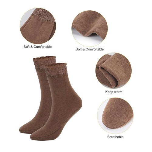 1~3 Pairs Elegant Womens Socks Lace Trimmed Crew Socks Ankle Cotton Socks Plain - Picture 5 of 18