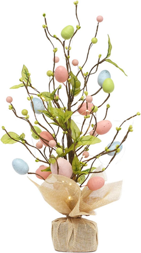 Easter Eggs Table Tree with Burlap Base Decorative Table Tree Decor for Spring E
