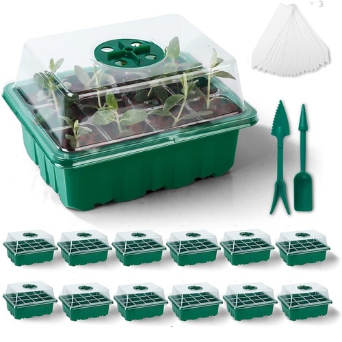 10 Pack 120 Cells Seed Starter Tray Adjustable Humidity Dome+2 Tools +10 Labels - Picture 21 of 22
