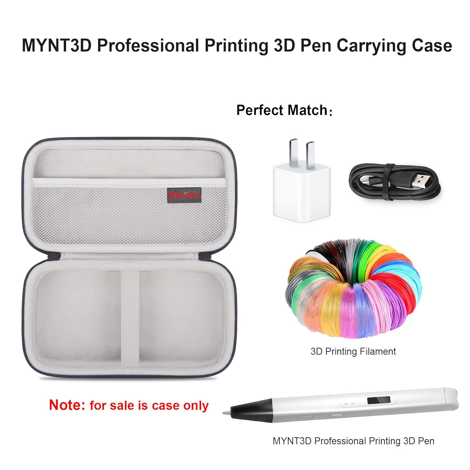 3D Pen Carrying Case for MYNT3D Professional Printing 3D Pen with OLED Display, 