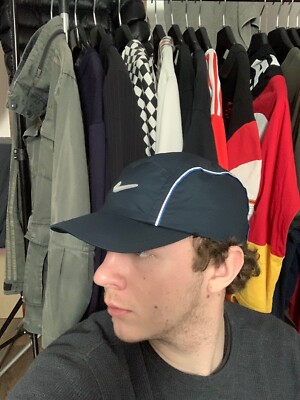 Vintage Nike Air Max Nylon Panel Cap Hat Blue Mens One Size - Main Image