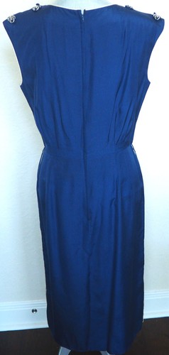 Vintage 1960's ROYAL LYNNE Blue Silk Dress with Asian Frog Clasps - M Hong Kong - Picture 6 of 7