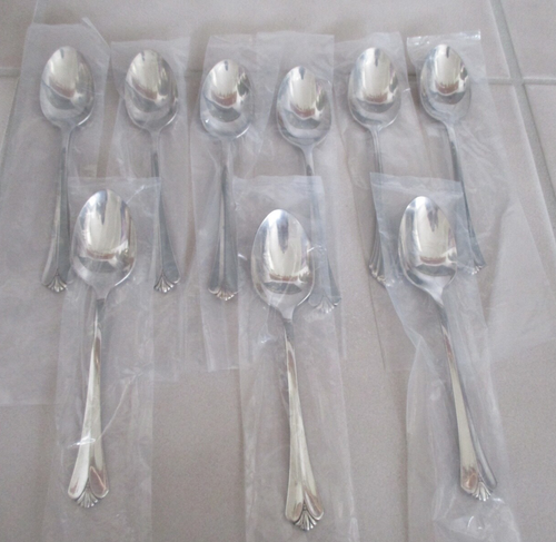9 Oneida Distinction Deluxe Westgate Royal Crest 6" Teaspoons Stainless Set of 9