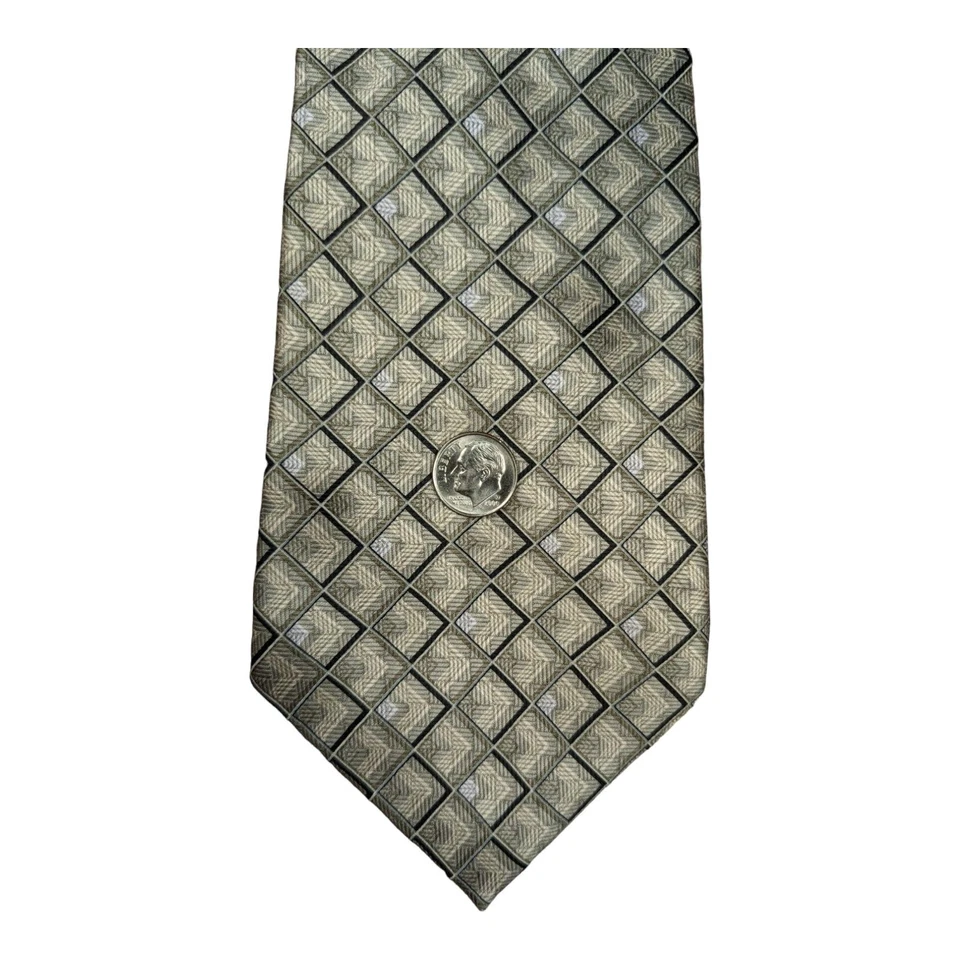 Corbata de seda ancha XL oro negro diamante iridiscente vintage Carlos Devenezia 3,75x65  Foto 4 de 4