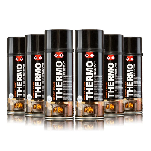6x Thermolack schwarz matt für Ofen Grill Auspuff Sprühdose Farbe hitzebeständig
