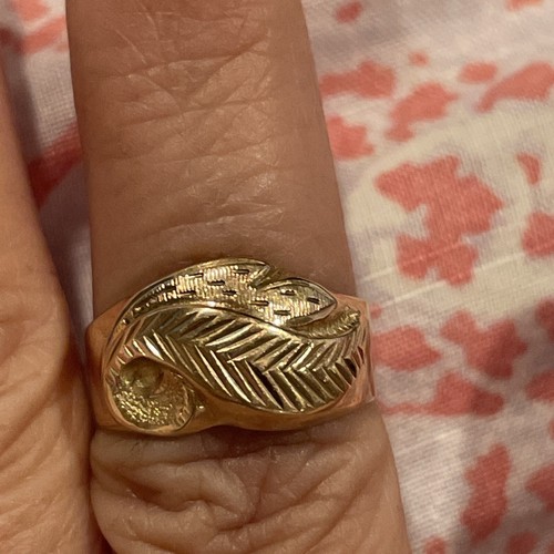 Vintage 14K Gold Band Ring w/ Unique Leaf Design Women Sz5.5 - Picture 7 of 14