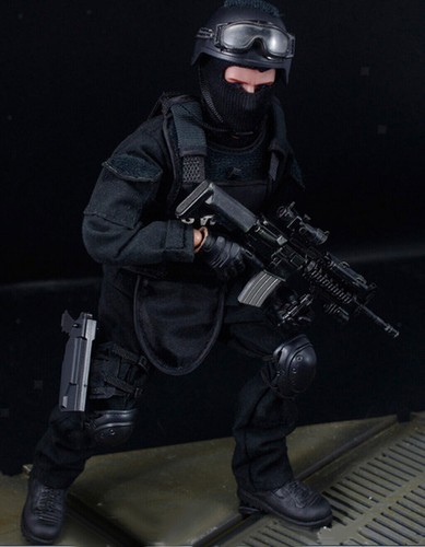 Venta caliente 12" 1/6 SWAT policía soldado combate traje figura de acción con accesorios - Imagen 2 de 8