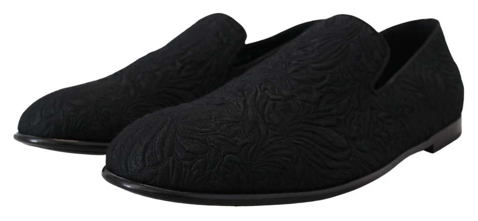 DOLCE & GABBANA Zapatos Mocasines Negro Floral Jacquard Zapatillas EU39/US6 PRECIO DE VENTA SUGERIDO POR EL FABRICANTE $1000 Foto 4 de 4