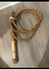 Tan Medium Top Grain Leather Bullwhip Mexican  Leather 8ft 