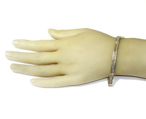 18k Gelbgold 5ct VS1 G Princess Diamant Tennis Armband 31g Unikat 7 3/4" - Bild 7 von 10