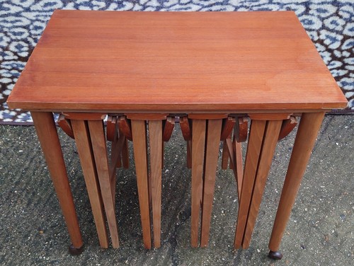 Vintage Poul Hundevad Designer Mid Century Danish Teak Set of 5 Nesting Tables - Picture 6 of 24