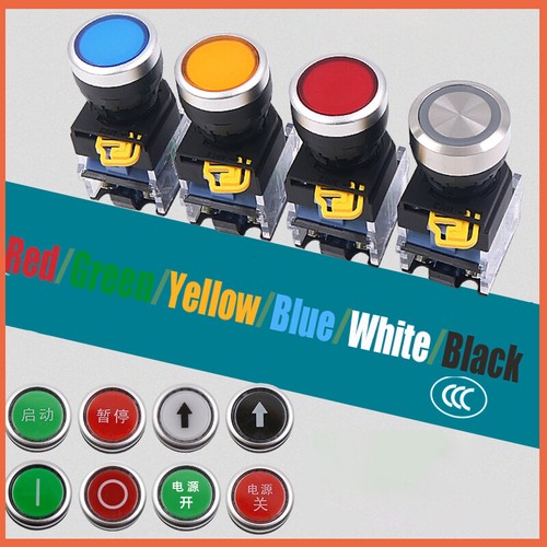 22mm Push Button Switches Momentary Latching Red/Green/Yellow/Blue/White/Black - Picture 1 of 19