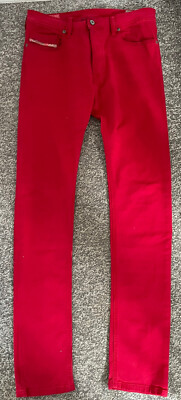 Diesel TEPPHAR Slim Carrot Skinny Jeans Herren W29 L32 Wash 0111D Rot Stretch