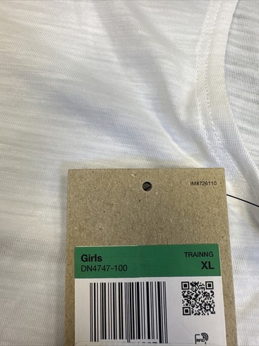 NIKE YOGA White/Light Smoke Gray DRI-FIT TANK TOP SHIRT BIG KIDS/GIRLS XL 18/20 - Picture 2 of 2