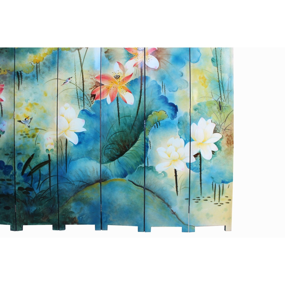 Water Ink Style Blue Lotus Pond Flower Birds Theme Graphic Screen cs5984S Water Ink Style Blue Lotus Pond Flower Birds Theme Graphic Screen cs5984S