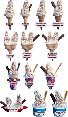 Eiswagen Aufkleber Eistüte Flocke Whippy Sprinkles Decal siehe Varianten