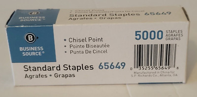 BusinessSource Standard Staples 65649 Chisel Point 1/2''W 1/4''L 210 Strip 5000/BX