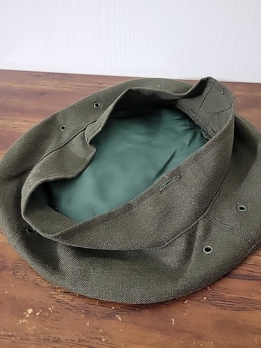 Cappello Berretto Lana Militare Vintage Verde Oliva Old Aval Servizio Uniforme 10,75" - Foto 4 di 4