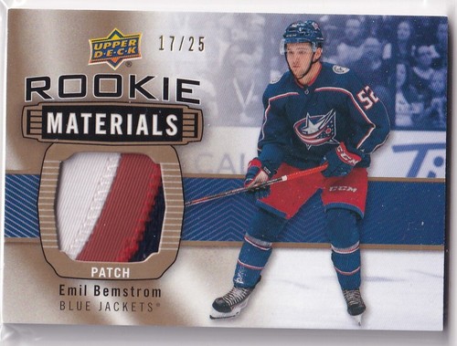 19/20 UD UPPER DECK EMIL BEMSTROM ROOKIE MATERIALS JERSEY PATCH /25 3CL