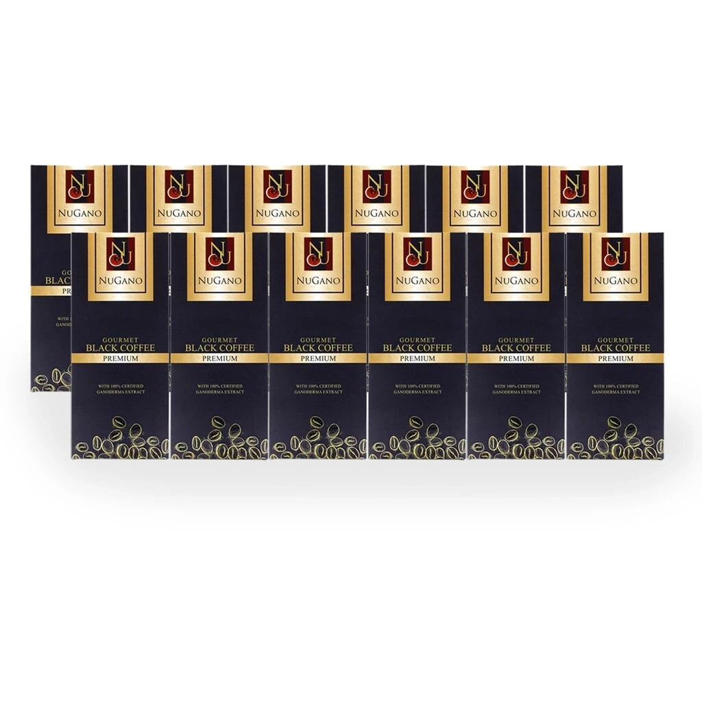 12 x Café Negro Nugano 100% Orgánico Ganoderma Lucidum Reishi Oscuro DHL EXPRESS