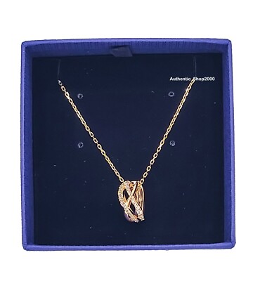 New Authentic SWAROVSKI Rose Gold Twist Rows Pendant Necklace