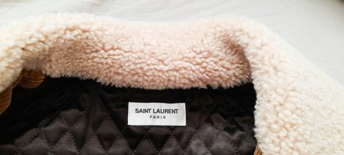 Saint Laurent Pairs Men's Velvet Shearling Leather Fur Coat Jacket 52 42 New - Picture 6 of 11
