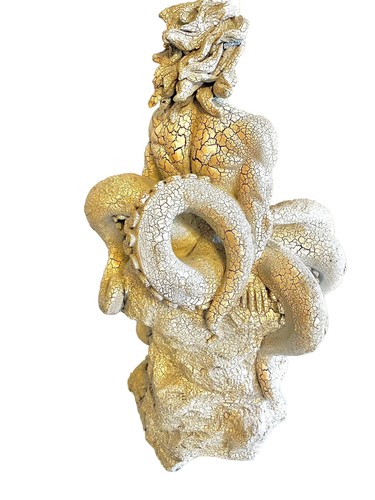 Octoman Manly Octopus 22 In Tall about 17 In Diameter Mystical Statue Crackle - Picture 5 of 8