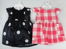 Carter's Baby Black White Polka Dot - Red Stripe 2 Dress Lot 3M Diaper Cover NEW