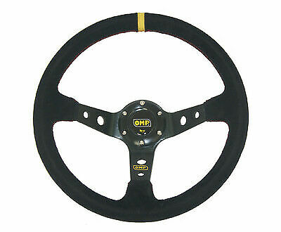 350mm Black Suede Corsica Style Deep Dish Sprots Steering Wheel Red Stitch 14" - Picture 2 of 3
