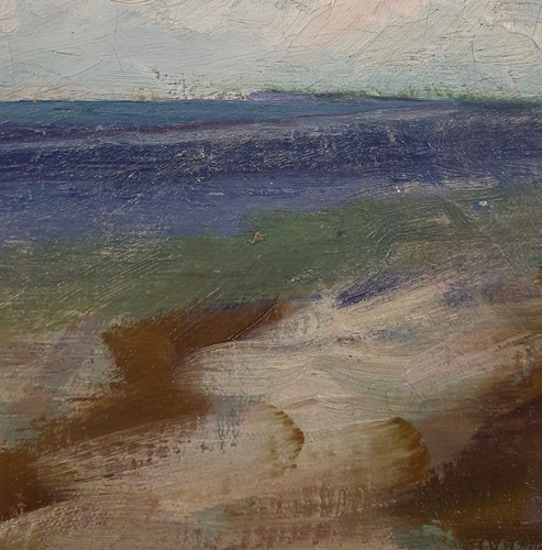 Vintage Meereslandschaft Ölgemälde, bewölkter Himmel über dem Schwarzen Meer, Küstenlandschaft - Bild 5 von 9