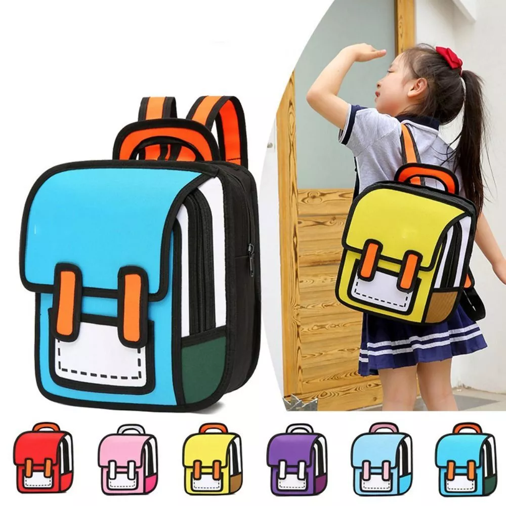 3D Cartoon Kawaii Book Bag Backpack Students Bags Y2K Schoolbag