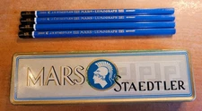 Vint Mars Staedtler Lithographed Tin Pencil Box With 4 New Mars Staedtler Pencil
