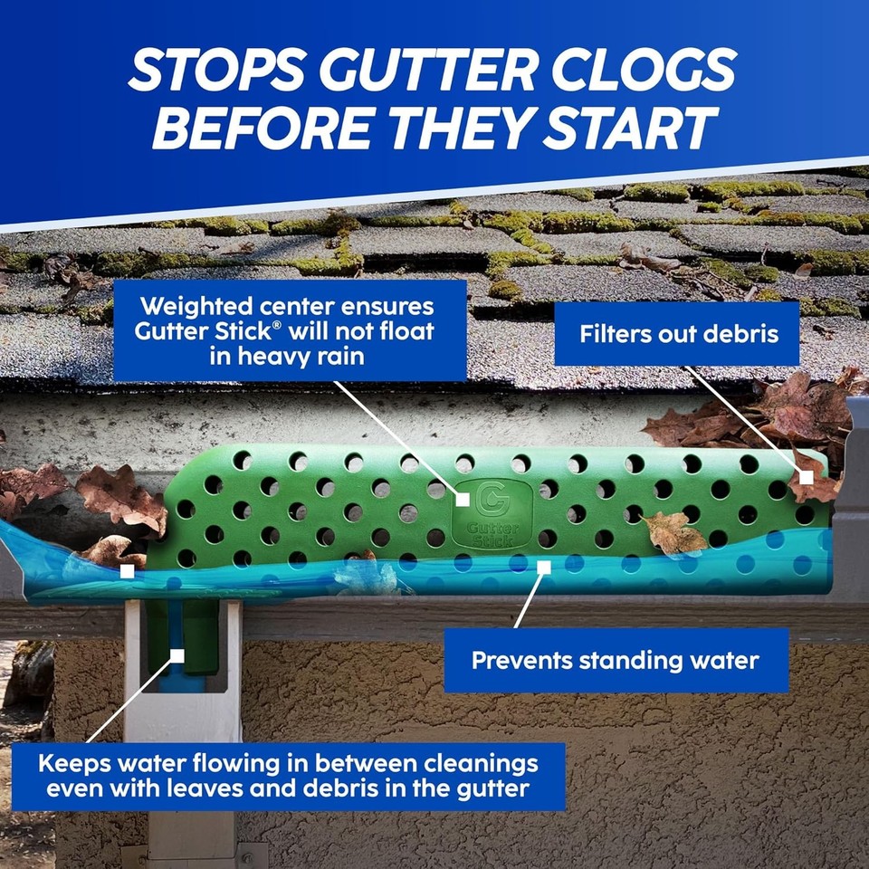 Downspout Guard - Prevents Clogs, Overflows & Water Damage Gutter Stick ...
