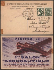 AVIATION - Belgium 1937 1st Aviation Fair - Vintage Commemorative Postcard